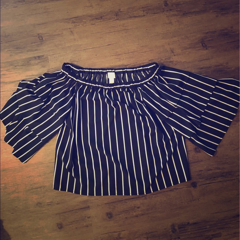 Chico’s Striped Off-the-Shoulder Top